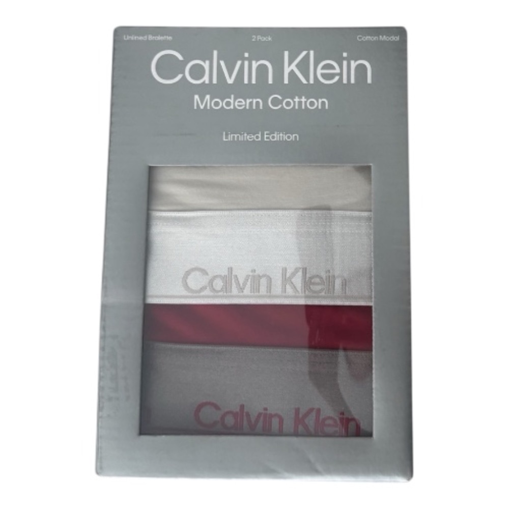 Calvin Klein 2-Pack Sports Bras-Red & Nude Racerback Cotton Stretch - NWB - Picture 2 of 4